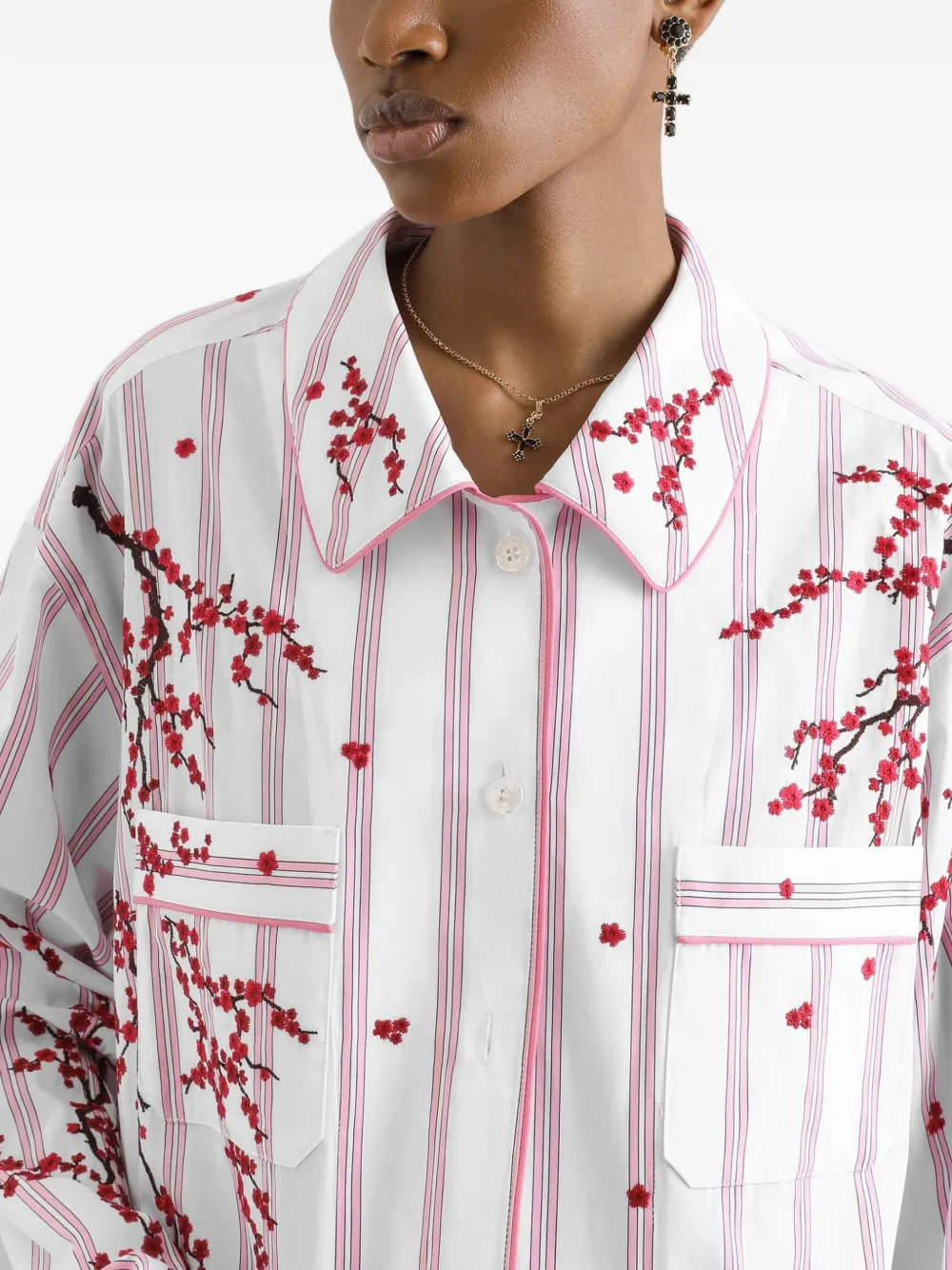 Dolce & Gabbana Blouse met kristallen bloem borduurwerk Wit