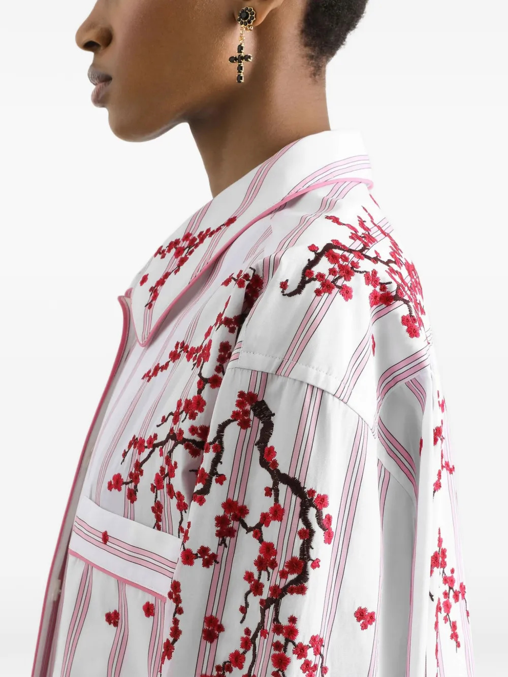 Dolce & Gabbana Blouse met kristallen bloem borduurwerk Wit