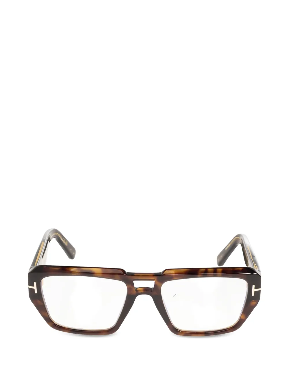 TOM FORD Eyewear tortoiseshell-effect T-motif glasses - Braun