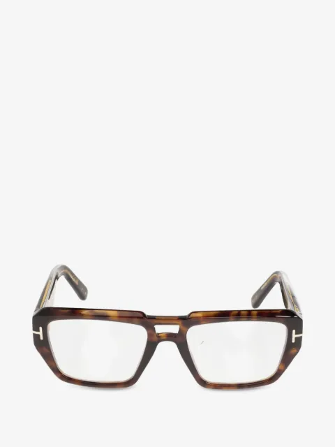 TOM FORD Eyewear tortoiseshell-effect T-motif glasses