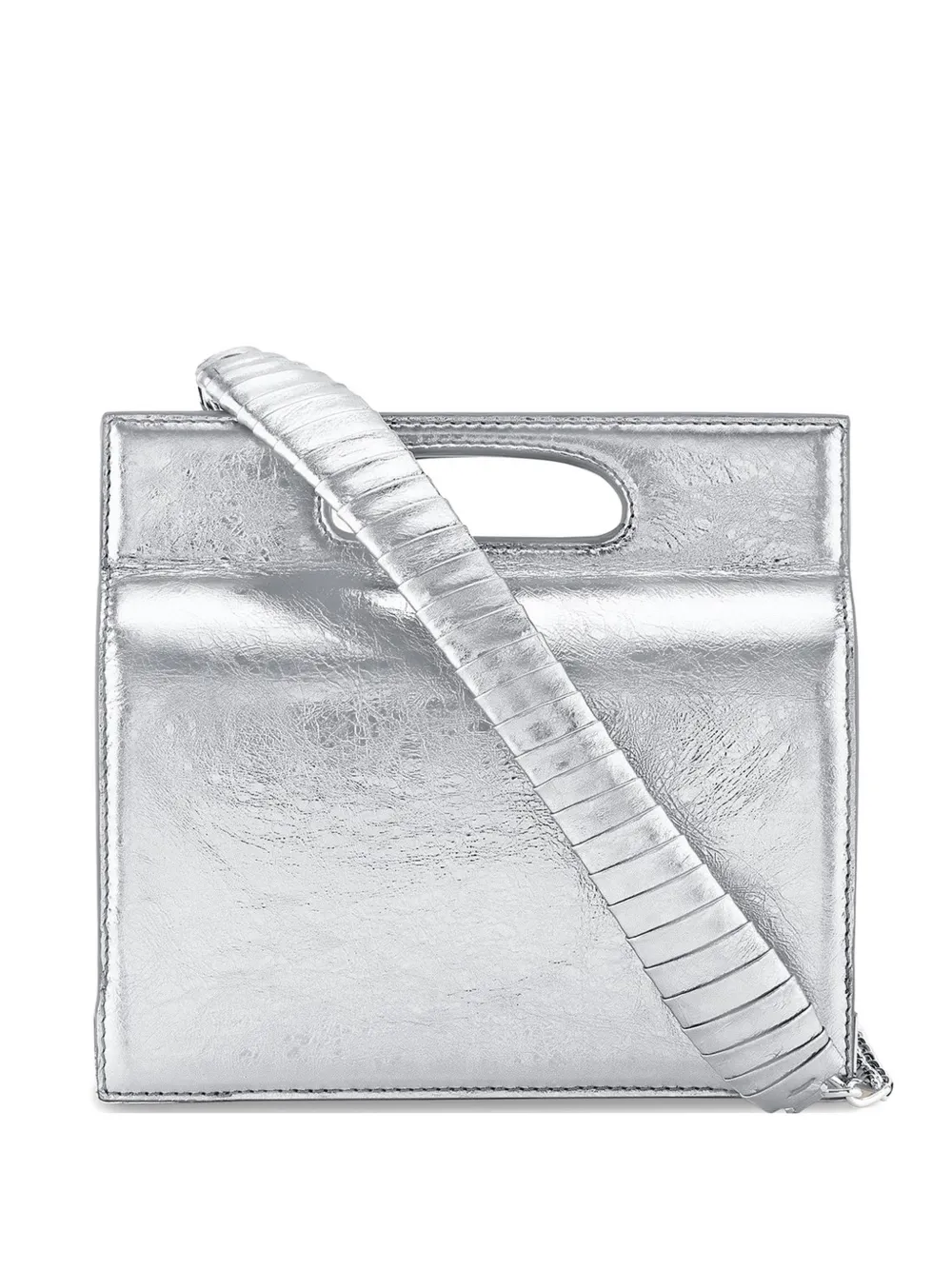 Tyler Ellis tall Stella accordion-gusset leather tote bag - Argento
