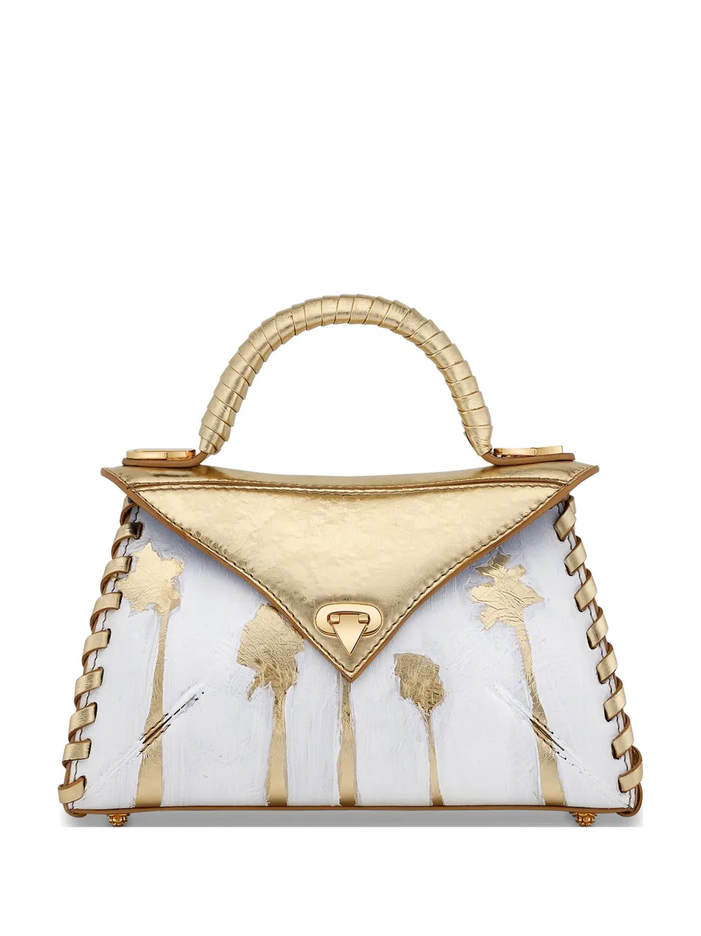 Tyler Ellis x Matt Rogers small LJ hand-painted leather tote bag - Bianco
