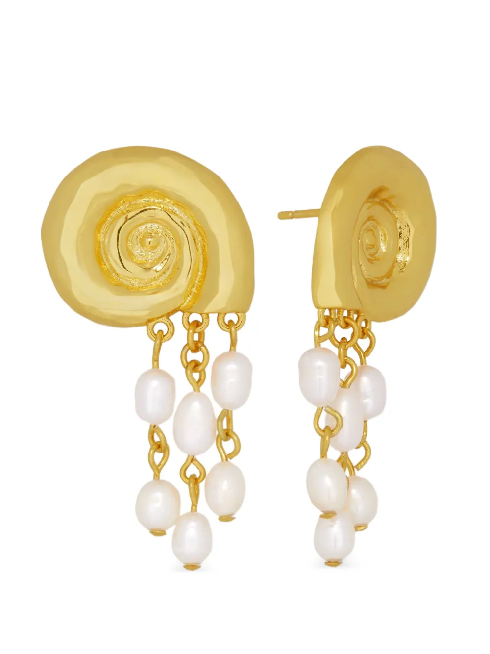 Ottoman Hands shell-pearl beaded earrings - Gold