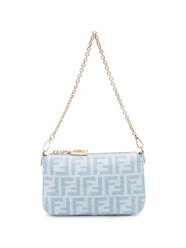 FENDI バゲット モノグラム クラッチバッグ | ブルー | FARFETCH JP