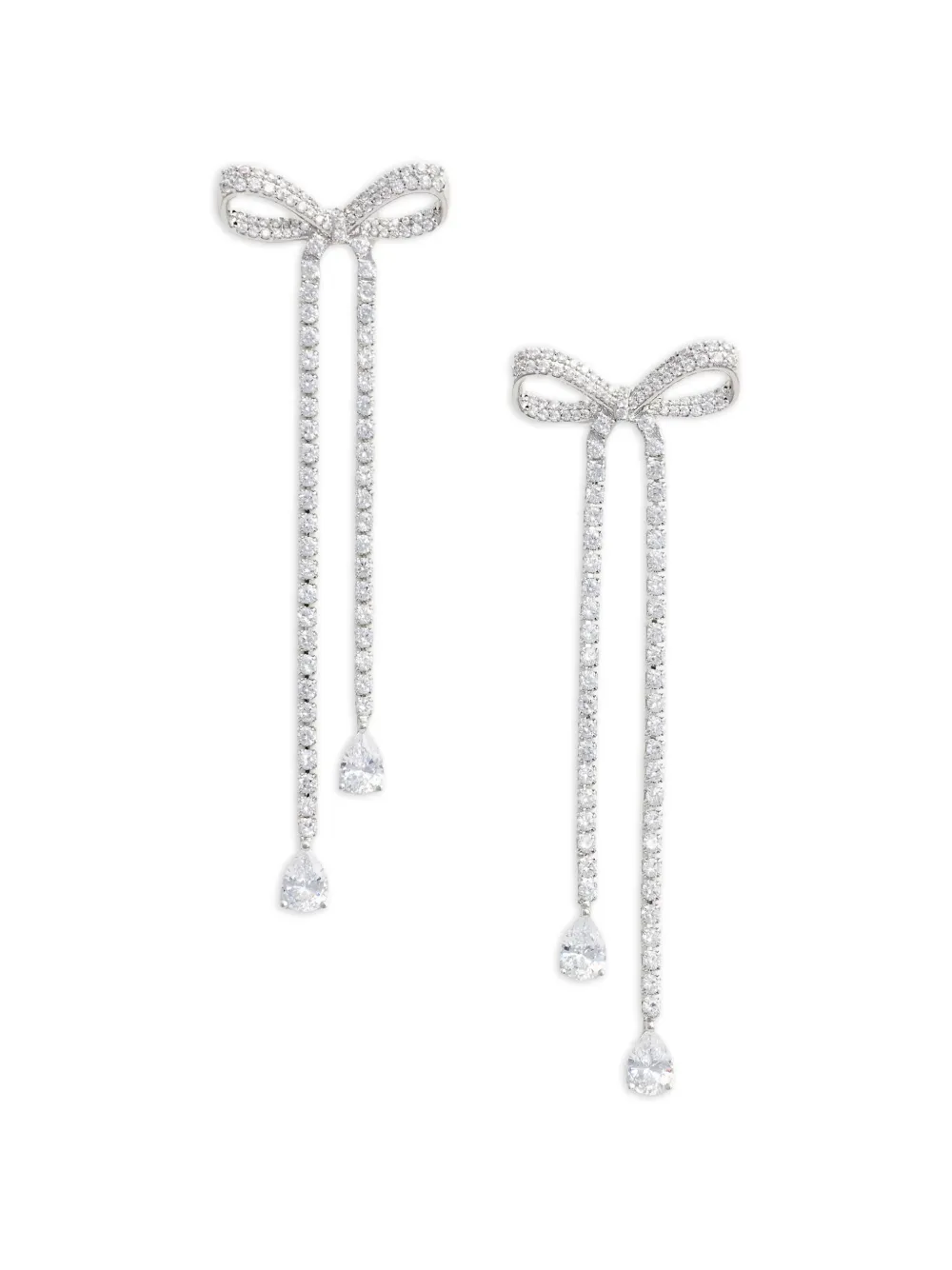 Self-Portrait crystal-embellished bow-detail earrings - Argento