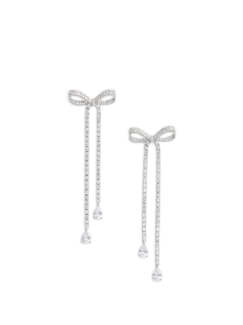 Self-Portrait crystal-embellished bow-detail earrings - Argento