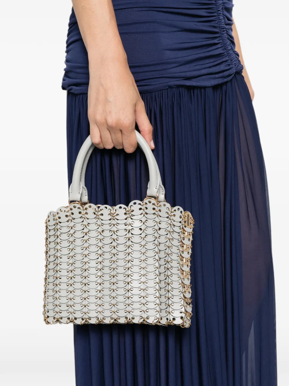 Rabanne 1969 shopper verfraaid met schijf Beige