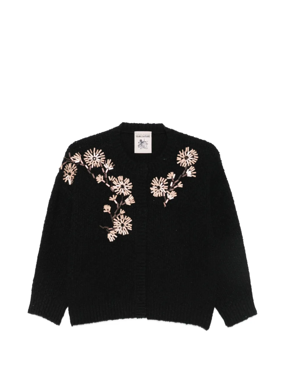 Semicouture floral-embellished cardigan - Schwarz