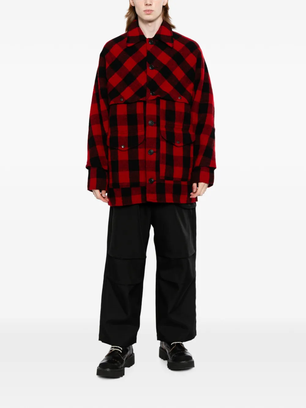 Junya Watanabe MAN x Filson Garment geruit wollen jack Rood
