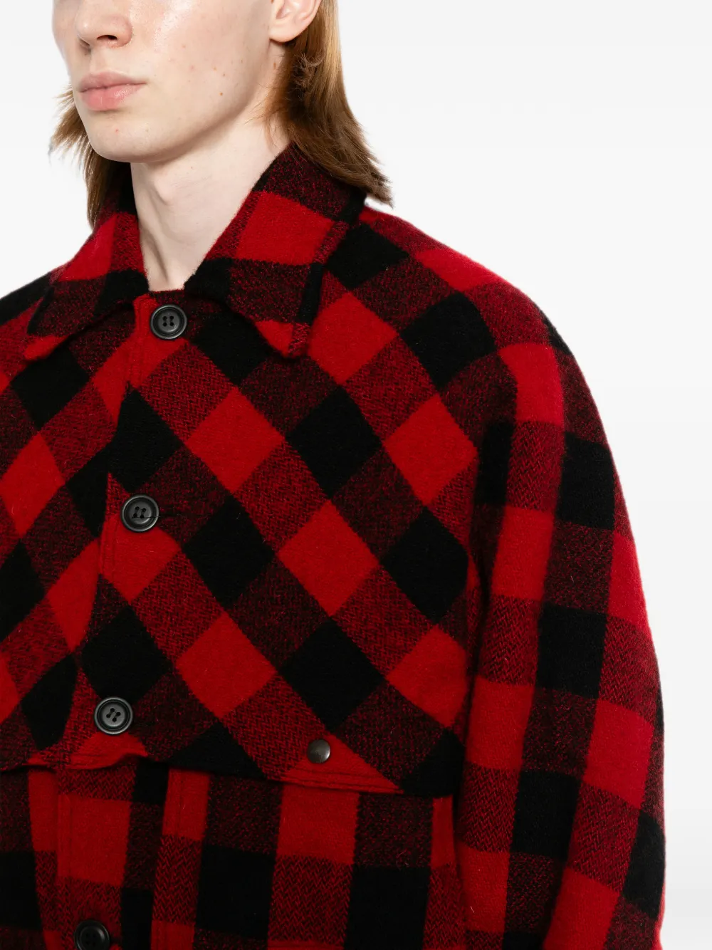 Junya Watanabe MAN x Filson Garment geruit wollen jack Rood