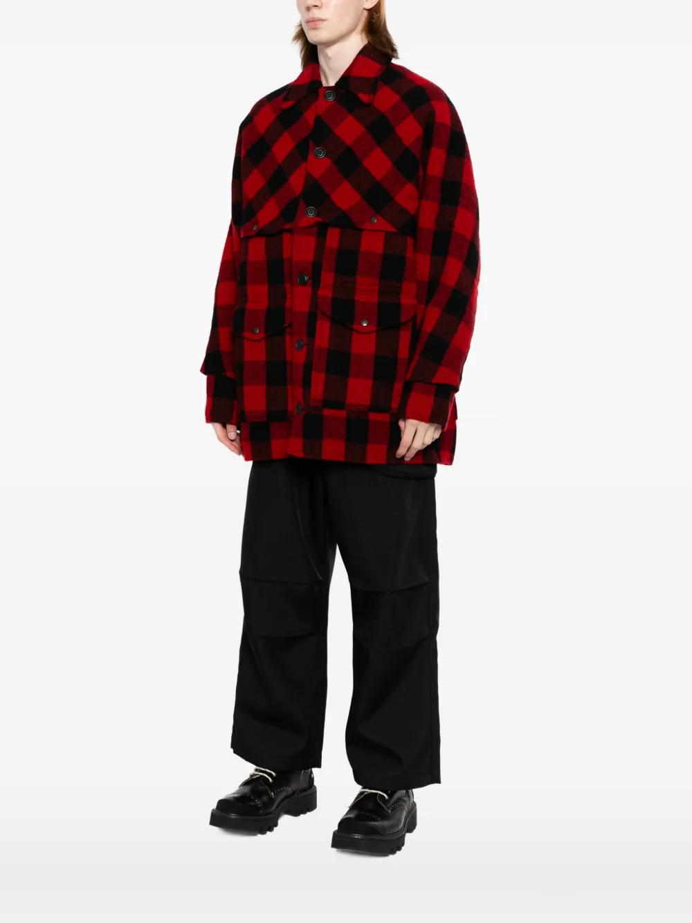 Junya Watanabe MAN x Filson Garment geruit wollen jack Rood
