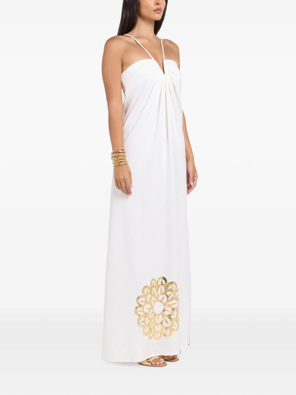 Themis Z Galatea maxi-jurk met grafische print Wit