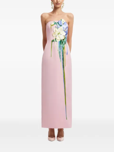 Leo Lin Rayna floral-embroidered strapless maxi dress