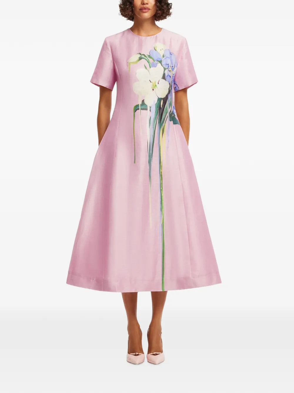Leo Lin Caroline floral-print short-sleeve midi dress