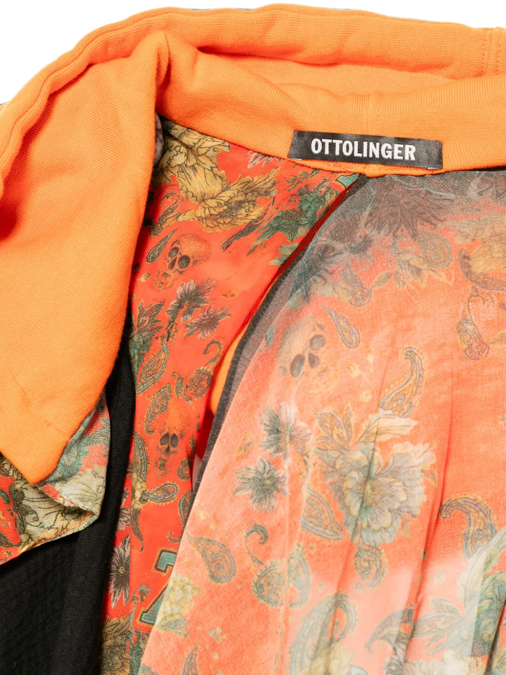 Ottolinger Sjaal met bloemen-print en capuchon Oranje