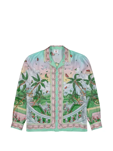 Casablanca Laduree-print Cuban-collar shirt