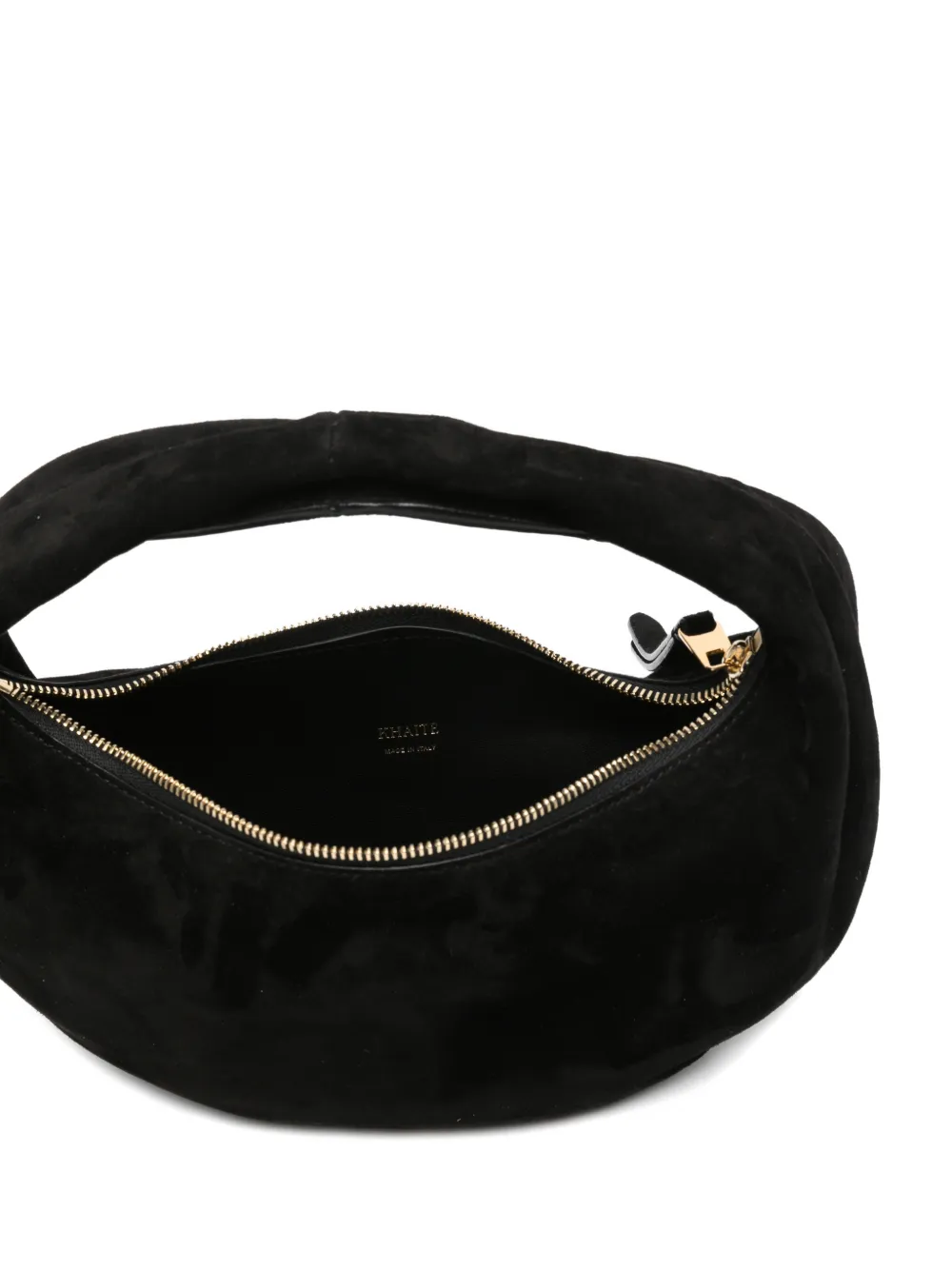KHAITE Kleine Olivia suède shopper Zwart
