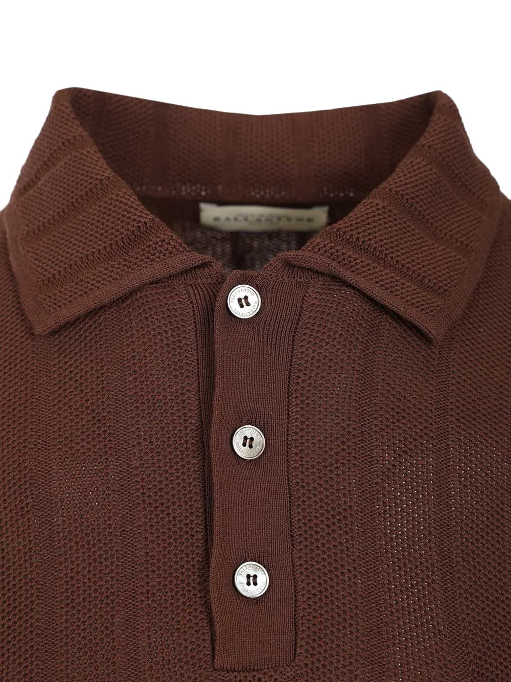 Ballantyne Ribgebreid poloshirt met borstzak Bruin