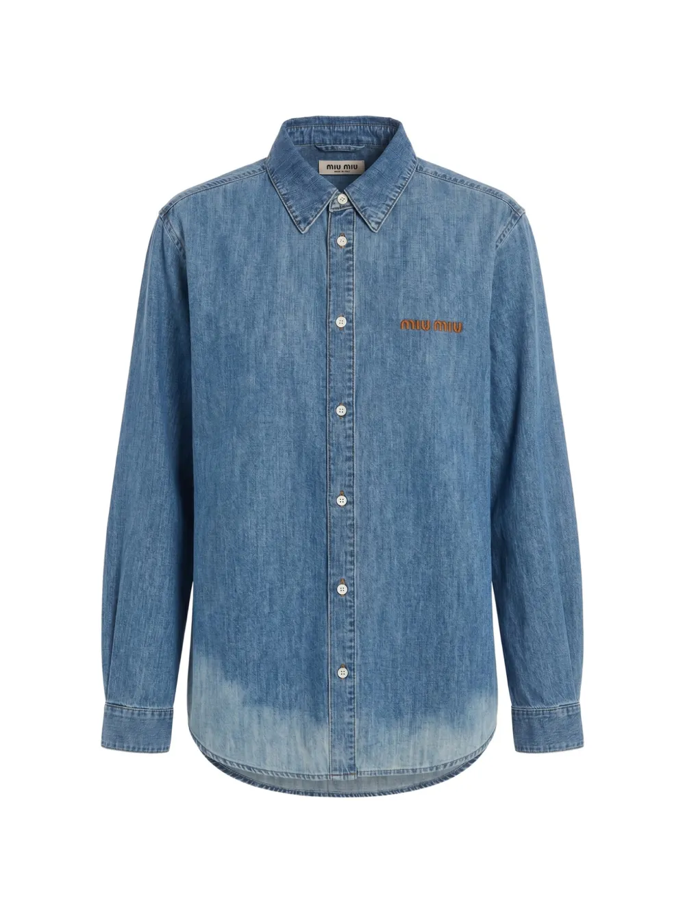 Miu Miu logo-embroidered denim shirt - Blu
