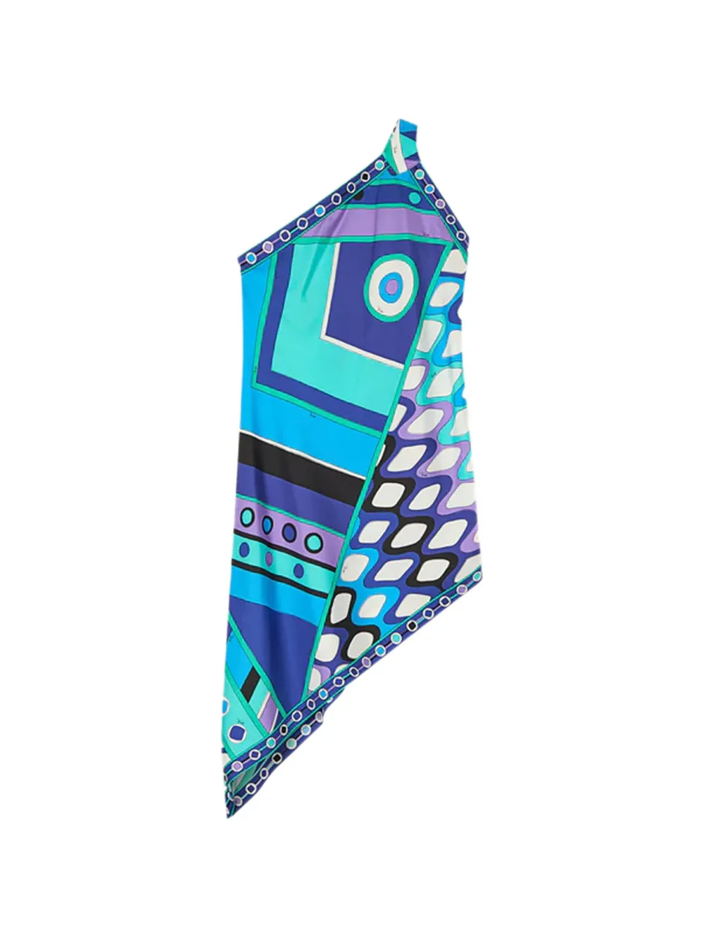 PUCCI Abito monospalla asimmetrico con stampa Vivara - Blu