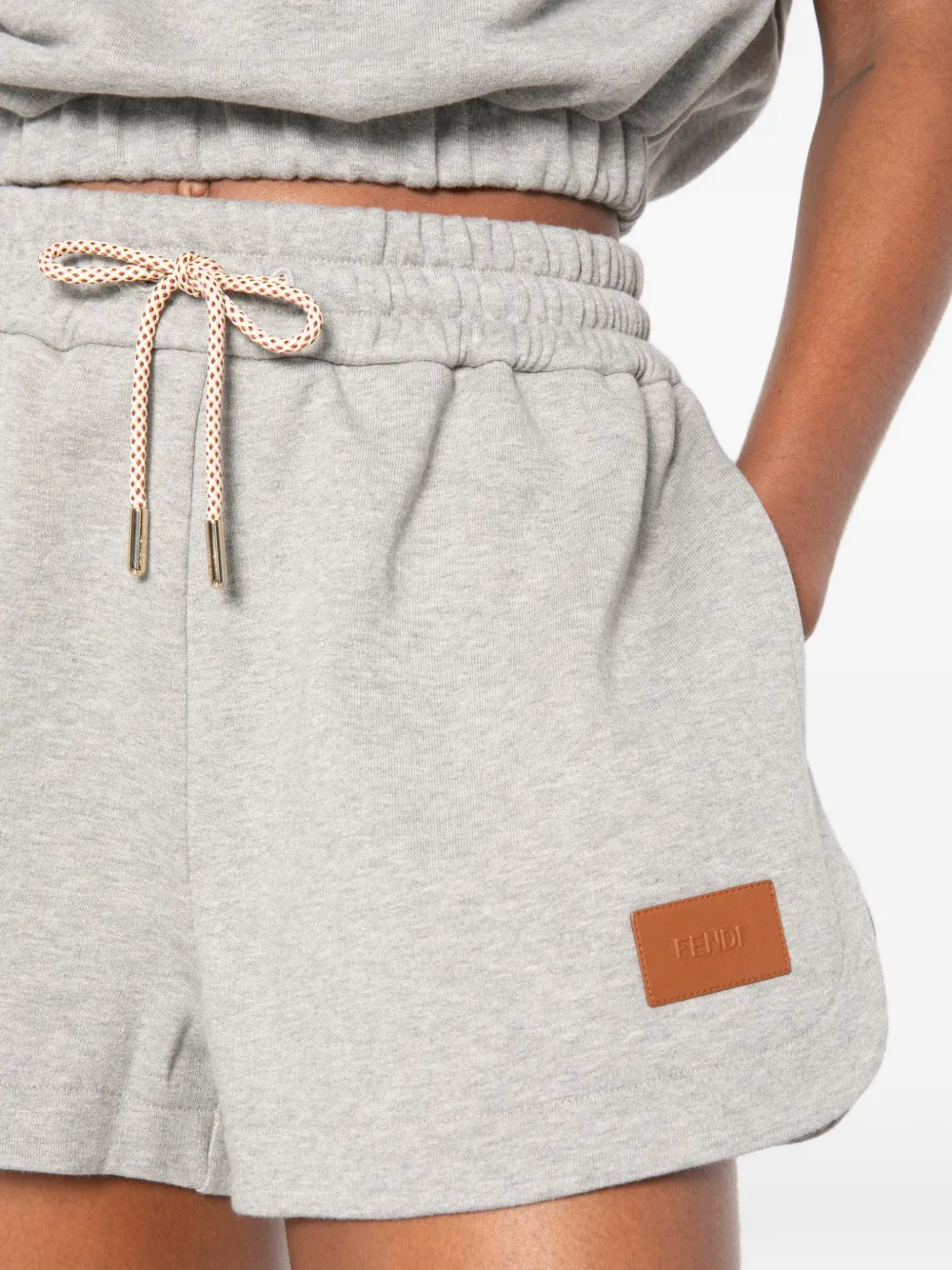 FENDI logo-patch Track Shorts | Grey | FARFETCH