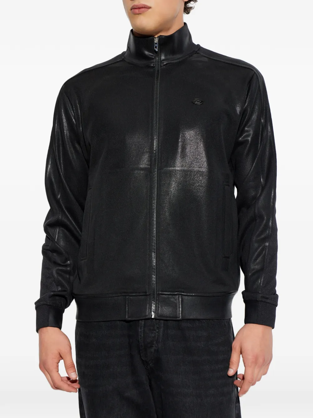 Diesel S-Glossy sweater met rits Zwart