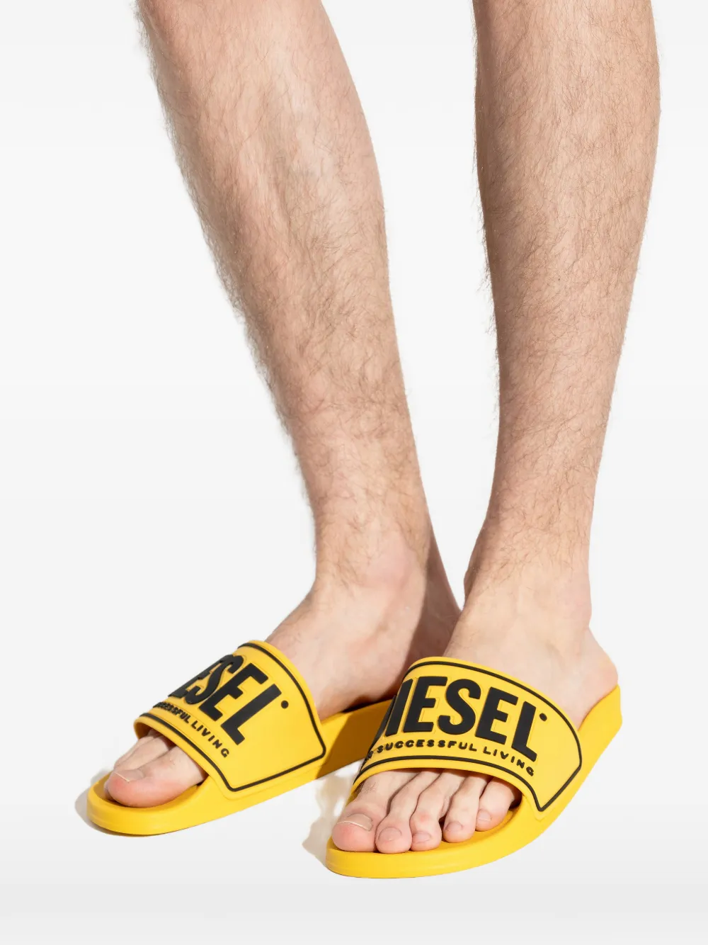 Diesel Sa-Mayemi slippers met logoprint Geel