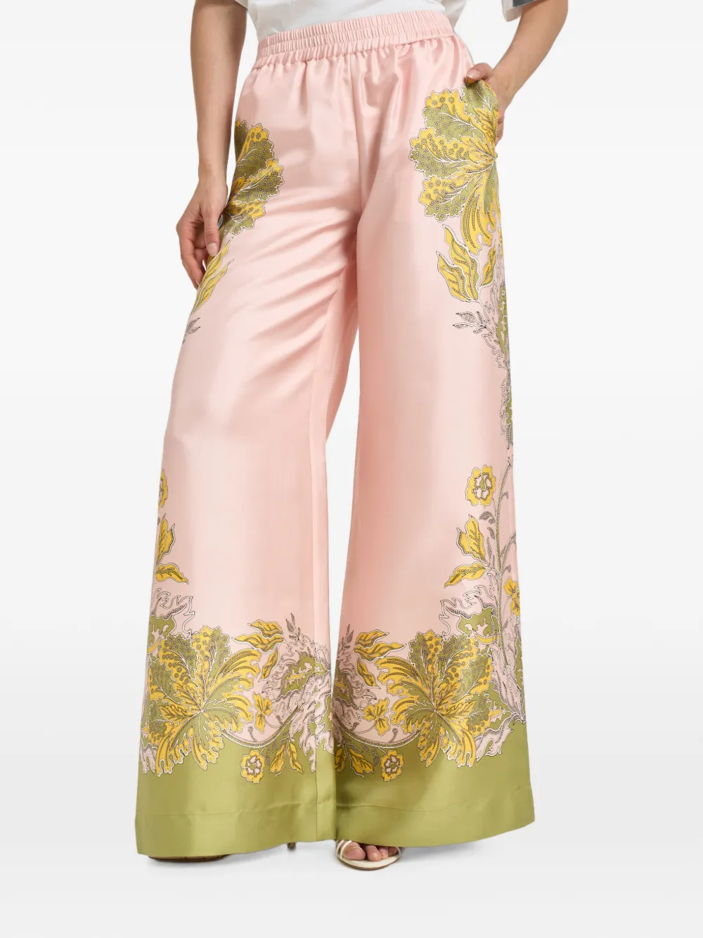 La DoubleJ floral-print palazzo pants - Pink