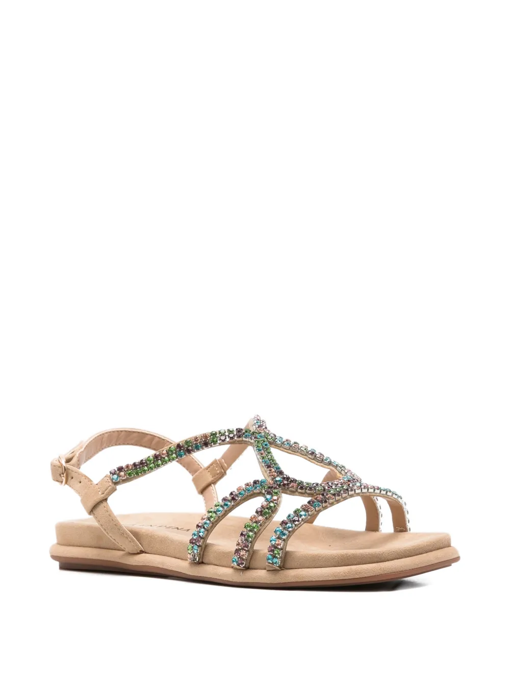 ALMA EN PENA crystal-embellished leather sandals Beige