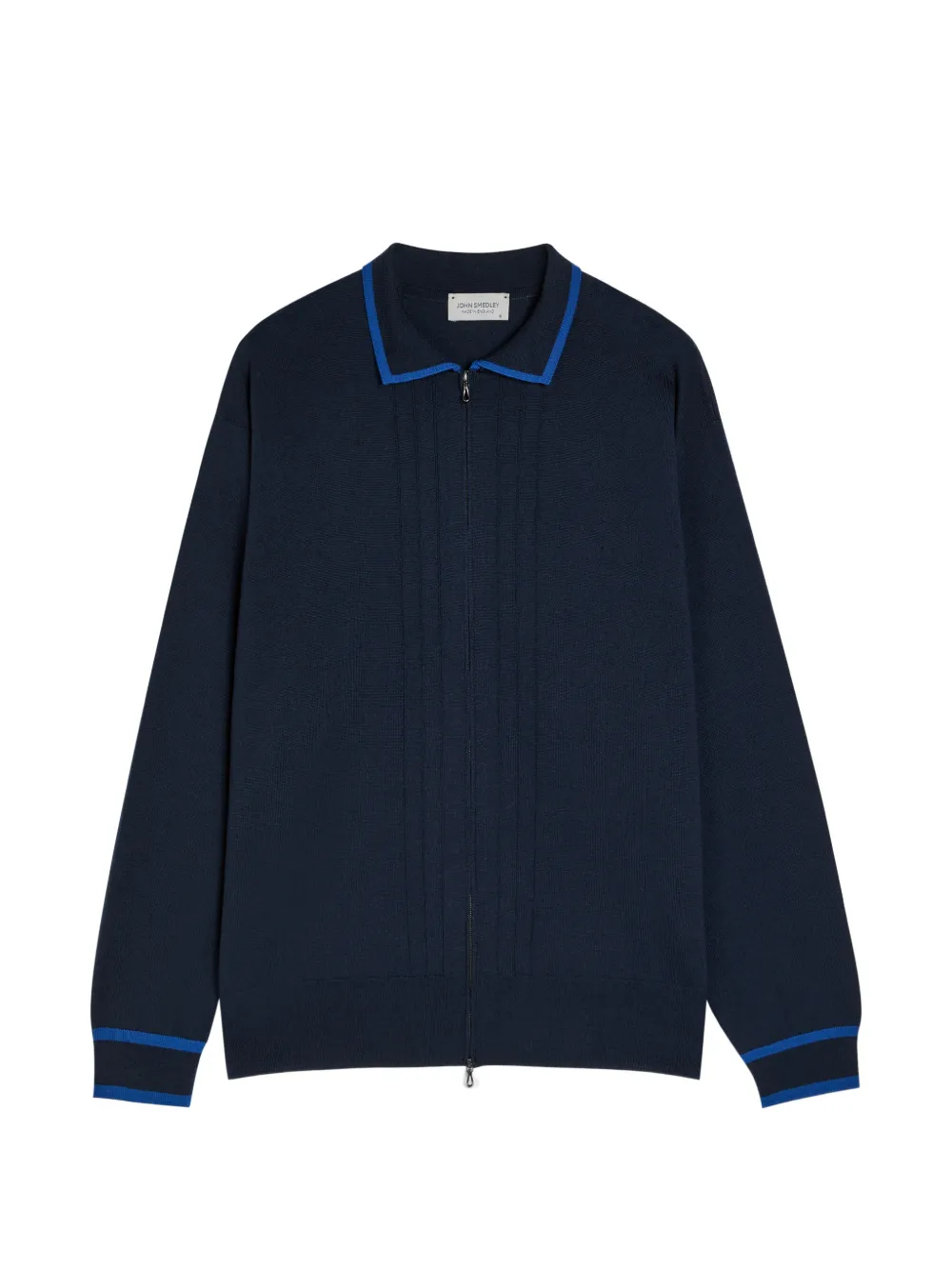 John Smedley Albie contrast-trim zip-up cardigan - Blu