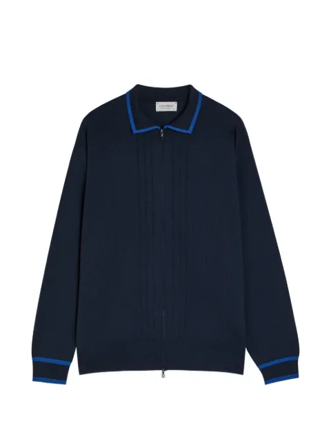 John Smedley Albie contrast-trim zip-up cardigan