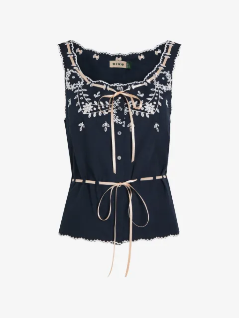 Rixo Cassandra blouse met geborduurd lint