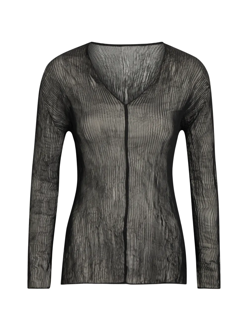 Issey Miyake plissé-effect V-neck top - Nero