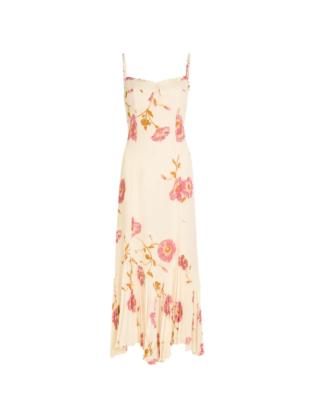 Reformation Aiko floral-print pleated midi dress - Toni neutri