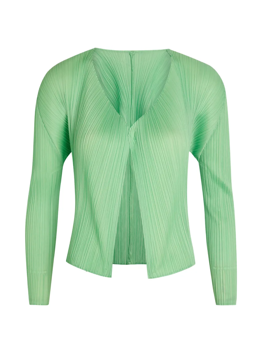 Issey Miyake pleated V-neck cardigan - Verde