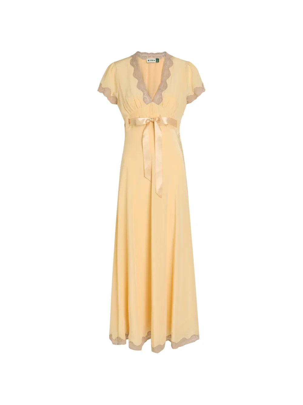 Rixo Marlice lace-trimmed bow-detail midi dress - Giallo