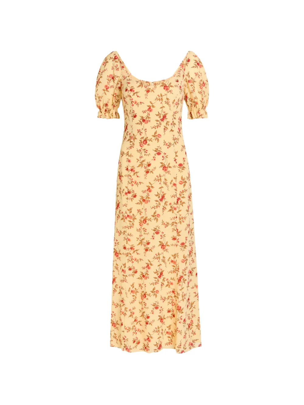 Reformation Gloria floral-print puff-sleeve midi dress - Giallo