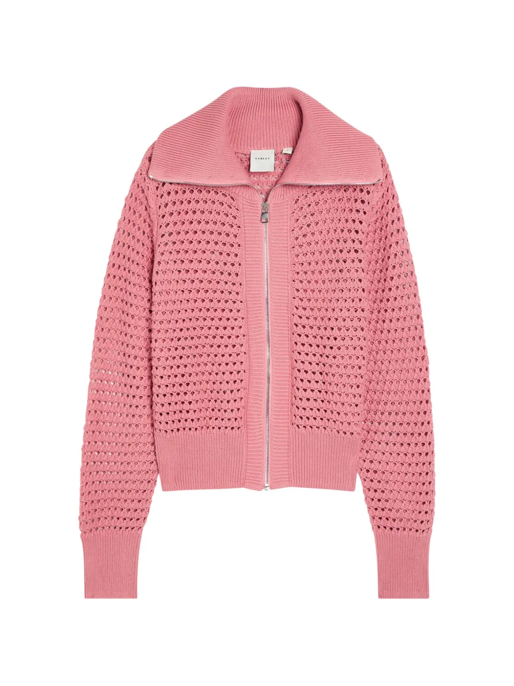 Varley Eloise pointelle-knit zip-up cardigan - Rosa
