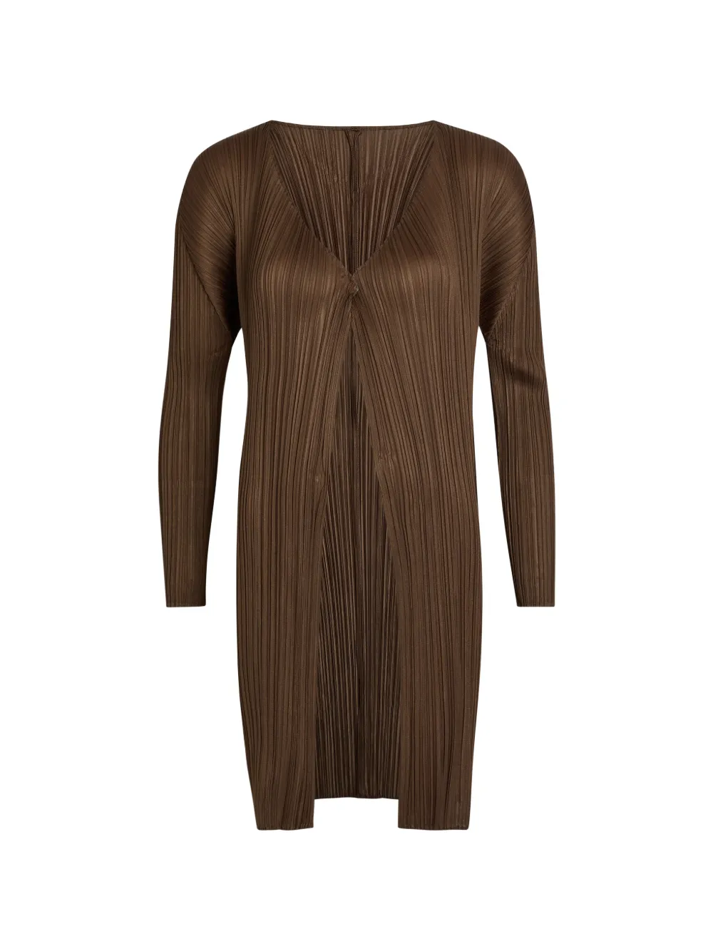Issey Miyake pleated V-neck jacket - Marrone