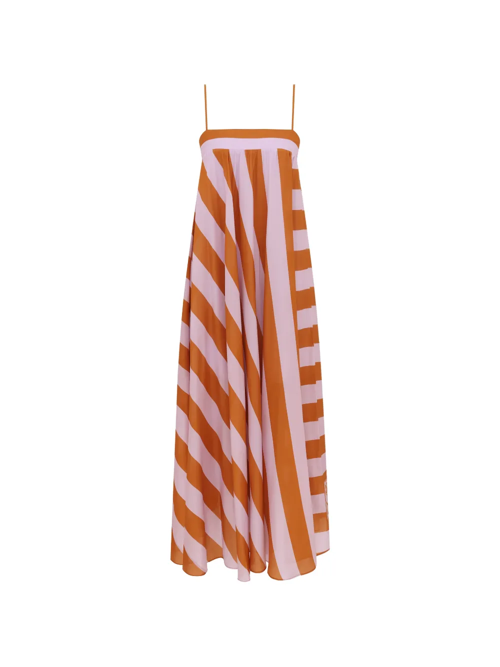 ZIMMERMANN Indra striped spaghetti-strap midi dress - Marrone