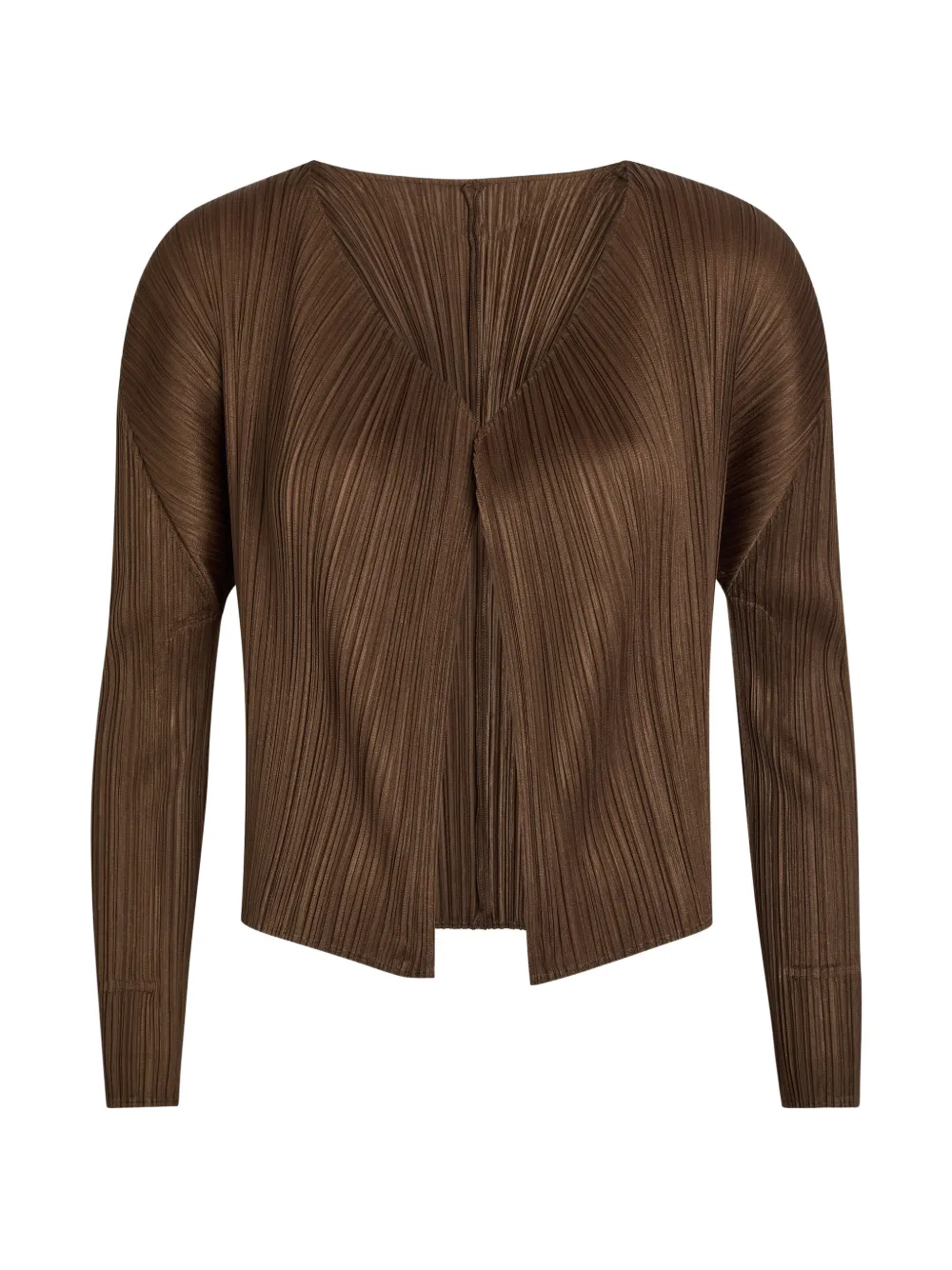 Issey Miyake pleated-design cardigan - Marrone