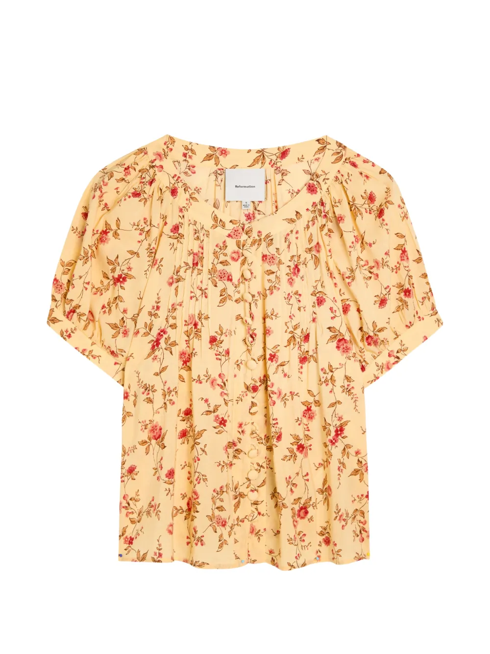 Reformation Calia floral-print pleated blouse - Giallo
