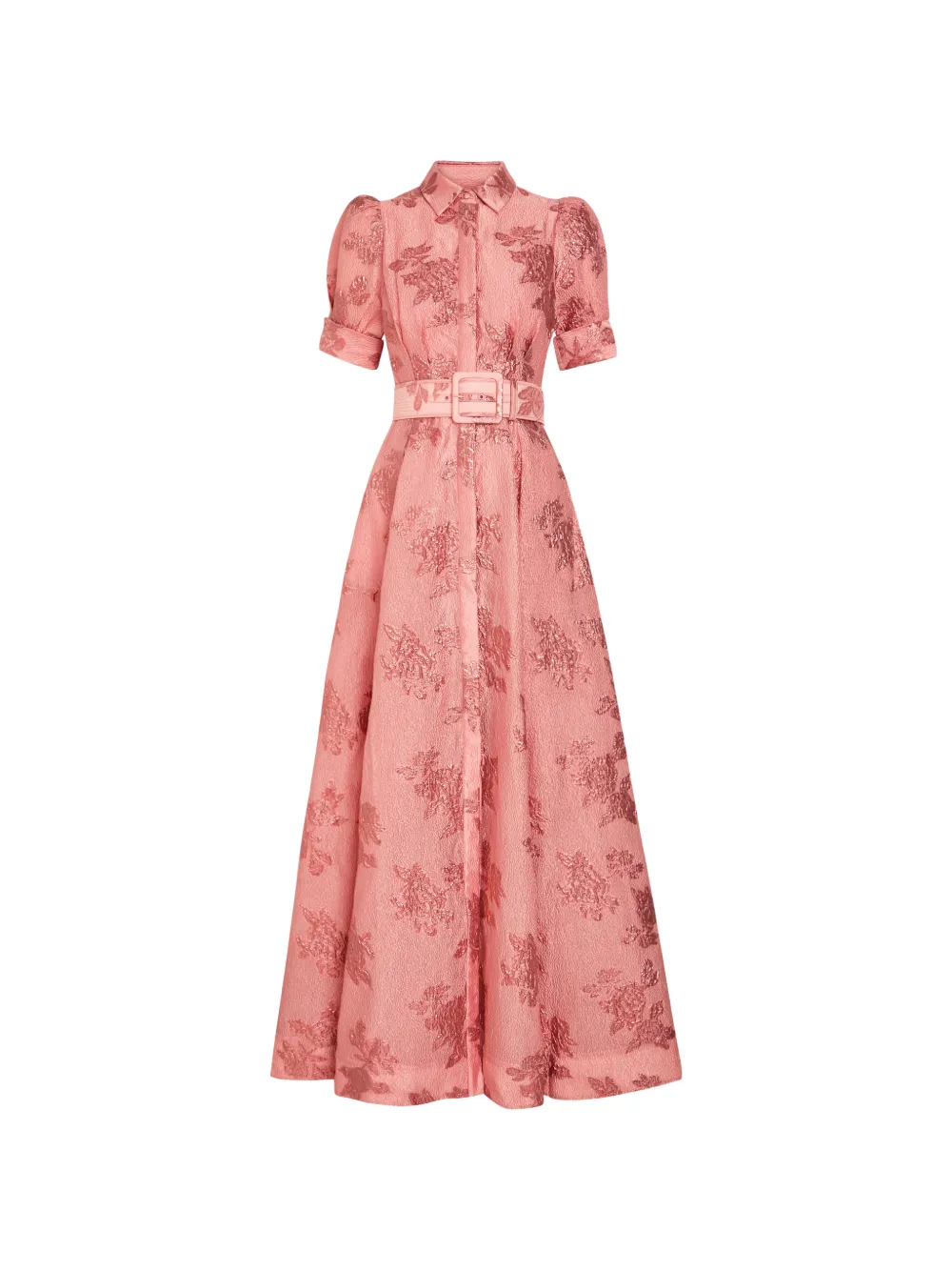 Rebecca Vallance floral-jacquard belted dress - Rosa