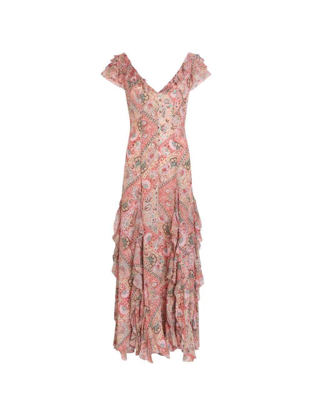 Rixo Ambika ruffled paisley-print maxi dress - Rosa
