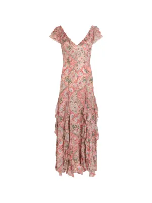 Ulla Johnson Lausanne Button Floral Midi Dress | Neutrals