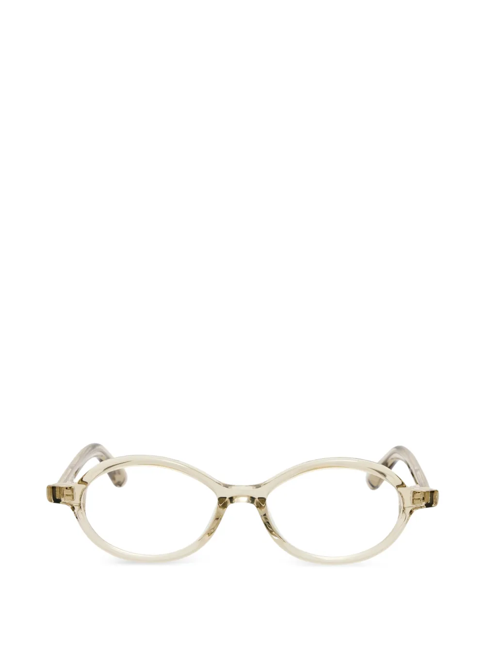 Jacquemus logo-plaque oval-frame glasses - Nude
