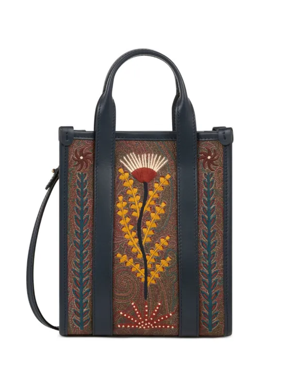 Etro X Tabby Booth Mini Arnica Handbag with Embroidery in Brown