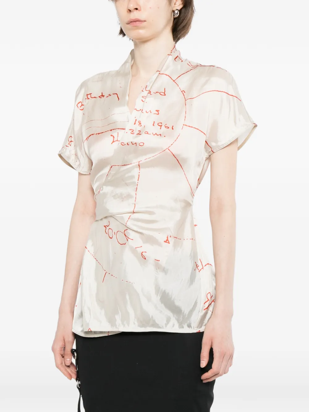 Rick Owens Gewikkelde SS blouse Beige
