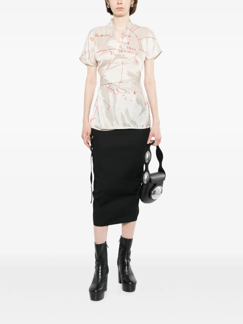 Rick Owens Gewikkelde SS blouse Beige