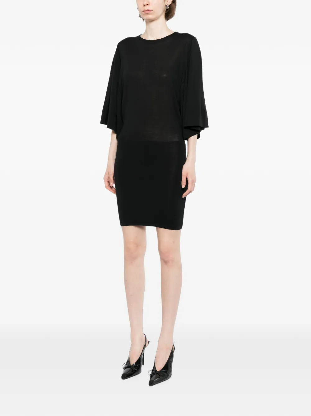 Jacquemus Gebreide jurk met vleermuismouwen Zwart